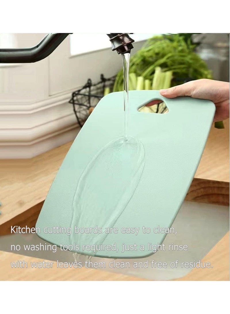 Beauenty Cutting Boards for Kitchen,Plastic Cutting Board Set of 3, Thick Chopping Boards for Meat, Veggies, Fruits, with Easy Grip Handle,Dishwasher Safe (Green, 3Pcs) - Image 2